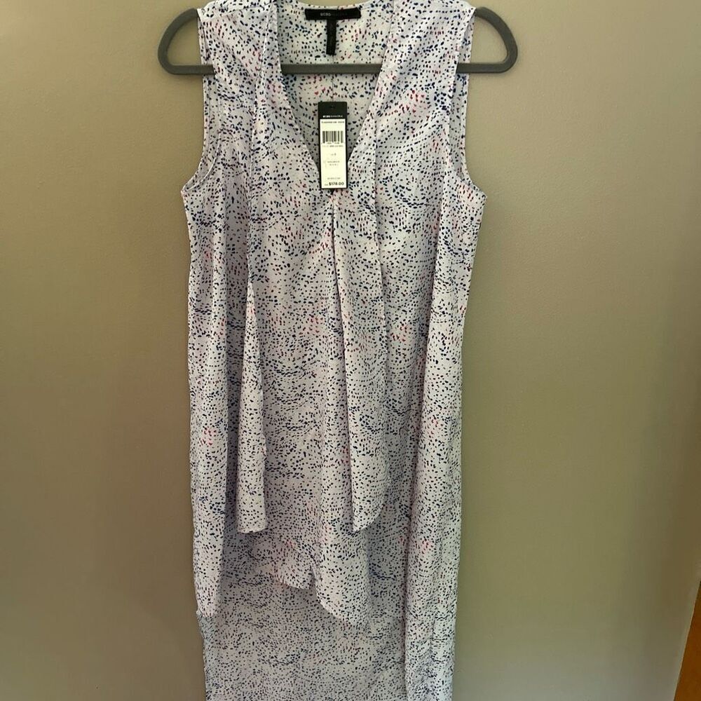 BCBGMaxazria Tara Sheer Lilac Shell Asymmetrical Dress Small